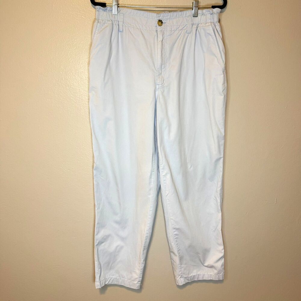 Sundance Women's 100% Cotton Light Blue Ruffle Waist Coastal Grandma Pants Sz 12